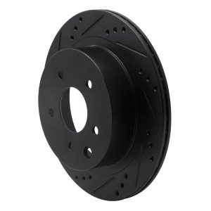 Infiniti G35 Brake Rotor (1) - Rear Left - R1 Concepts - Drilled & Slotted - Black - `02-`25